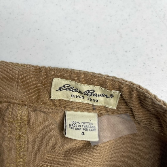 Eddie Bauer women size 4 tan midi corduroy slit front skirt belt loops pockets - Picture 8 of 9
